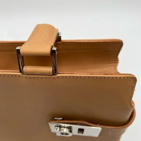 Salvatore Ferragamo Gantsini Handbag S Bag 2way Brown Natural Leather